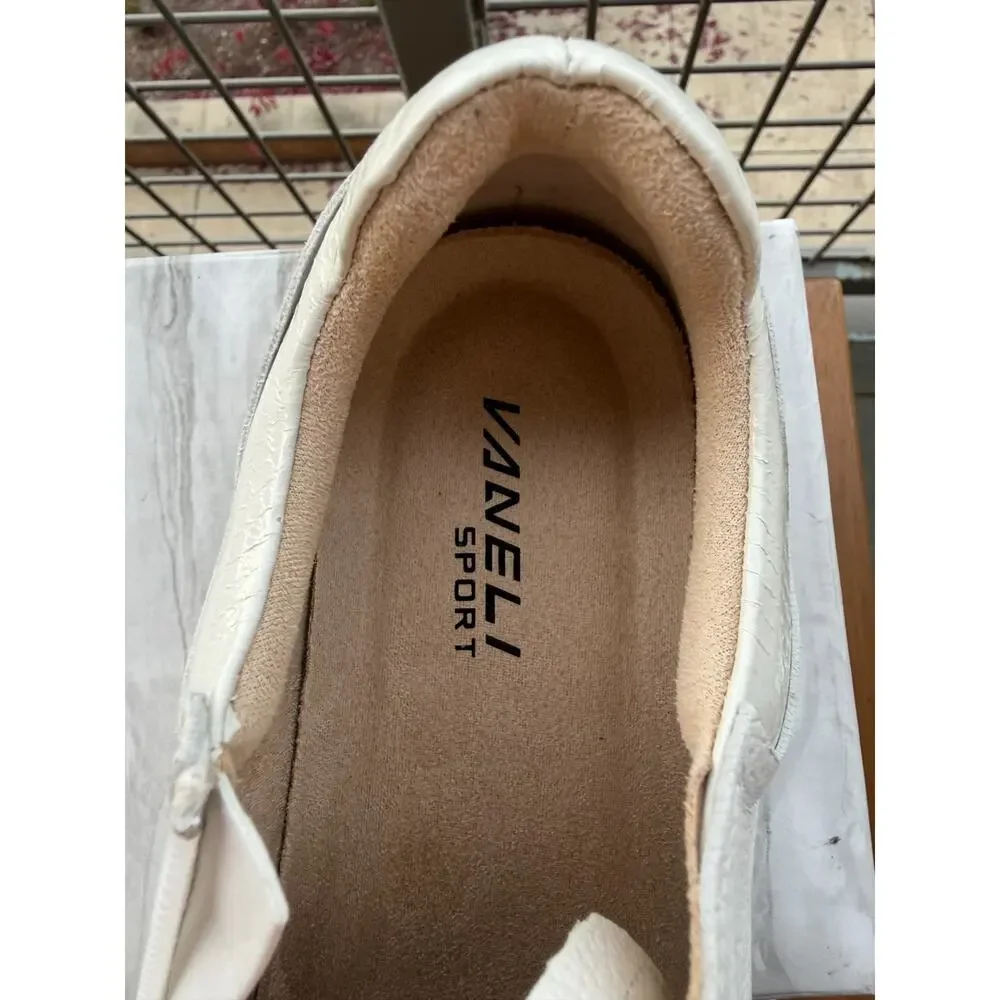 Vaneli brown Lace Up Fringe Sneakers white Comfy sporty Boho Western Sz-7 .5